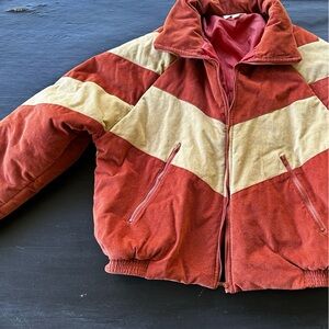 Brick and Cream Corduroy Striped Jacket